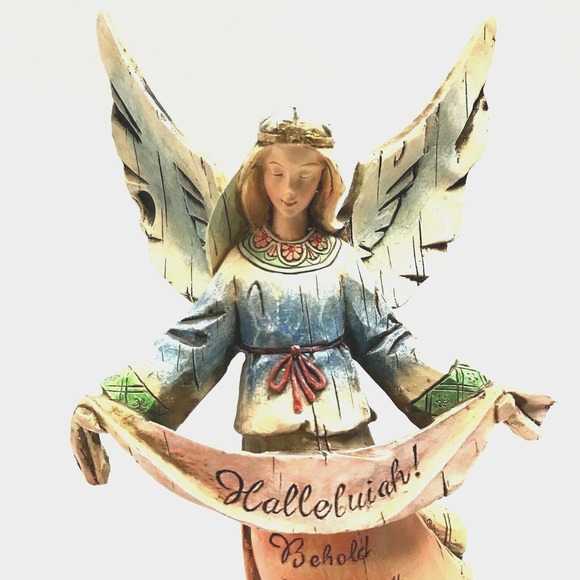 Angel Hallelujah Figurine Luke 2:10 Looks Like Carved Wood Resin - Picture 2 of 12